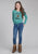Roper Kids Girls Lets Get Western Turquoise Poly/Rayon L/S T-Shirt