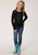 Roper Girls Kids Black Poly/Rayon Blue Cactus L/S T-Shirt