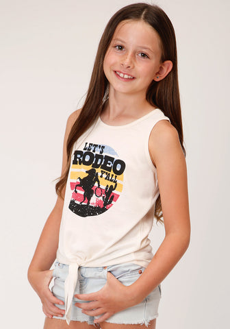 Roper Kids Girls Let's Rodeo Y'All Cream Poly/Rayon S/L Tank Top