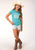 Roper Kids Girls Barrel Racing Blue Poly/Rayon S/S T-Shirt