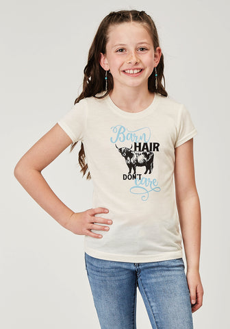 Roper Kids Girls Barn Hair Cream Poly/Cotton S/S T-Shirt