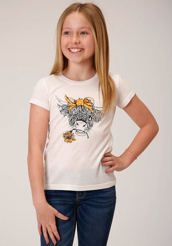 Roper Kids Girls Bull Sun Hat Ivory Poly/Cotton S/S T-Shirt