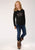 Roper Girls Black Poly/Rayon Cactus L/S Raw Edge T-Shirt