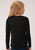 Roper Girls Black Poly/Rayon Cactus L/S Raw Edge T-Shirt