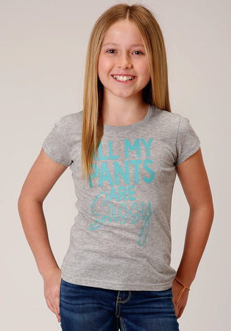 Roper Kids Girls Sassy Pants Grey Poly/Rayon S/S T-Shirt