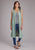 Roper Womens Hooded Sleeveless Aqua/Cream 100% Cotton Cardigan Sweater