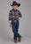 Roper Kids Boys 2176 Arrow Dobby Brown/Orange 100% Cotton L/S Shirt