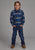Roper Kids Boys Ombre Aztec Blue 100% Cotton L/S Shirt