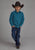 Roper Kids Boys Micro Aztec Blue 100% Cotton L/S Shirt