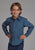 Roper Kids Boys Stretch Diamond Blue Cotton Blend L/S Shirt