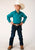 Roper Kids Boys Poplin Stretch Turquoise Cotton Blend L/S Shirt XS