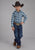 Roper Kids Boys Stretch Plaid Blue Cotton Blend L/S Shirt
