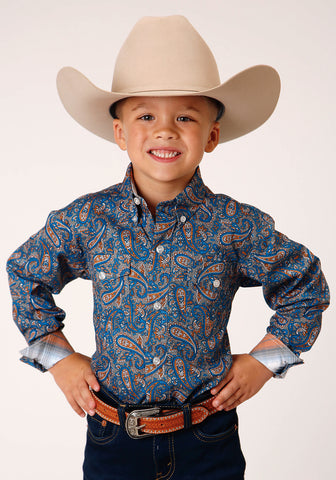 Roper Boys Kids Multi-Color 100% Cotton Amarillo Paisley BD L/S Btn Shirt M