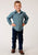 Roper Boys Kids Blue 100% Cotton Azure Neat BD L/S Button Shirt