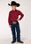Roper Boys Kids Solid Red 100% Cotton Black Fill BD L/S Button Shirt
