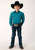 Roper Boys Turquoise Trail Green 100% Cotton L/S Shirt XS