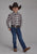 Roper Kids Boys 2164 Stretch Plaid Brown Cotton Blend Btn L/S Shirt