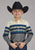 Roper Kids Boys Retro Diamond Border Blue 100% Cotton L/S Shirt
