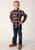 Roper Boys Unlined Plaid Navy/Tan 100% Cotton L/S Shirt