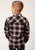 Roper Boys Unlined Plaid Navy/Tan 100% Cotton L/S Shirt