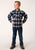 Roper Boys Unlined Plaid Blue 100% Cotton L/S Shirt