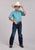 Roper Kids Boys Stretch Minicheck Turquoise Cotton Blend Btn S/S Shirt