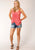 Roper Womens Spirit Of The West Pink Poly/Rayon S/L Tank Top