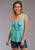 Roper Womens Turquoise Polyester Rock On Cactus S/L Tank Top