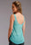 Roper Womens Turquoise Polyester Rock On Cactus S/L Tank Top