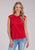 Roper Womens Drop Shoulder Top Red 100% Cotton S/L Tunic