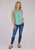 Roper Womens Scoop Neck Floral Seafoam Green 100% Cotton S/L Tunic