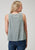 Roper Womens Scoop Neck Fringe Grey Poly/Cotton S/L Tank Top