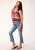 Roper Womens V-Neck Jersey Multi-Color 95% Polyester/5% Spandex S/L Tank Top
