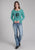 Roper Womens What Goes Around Turquoise Poly/Rayon L/S T-Shirt