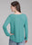 Roper Womens What Goes Around Turquoise Poly/Rayon L/S T-Shirt