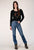 Roper Womens Wild West Longhorn Black 100% Cotton L/S T-Shirt