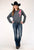 Roper Womens Longhorn Lightning Grey Poly/Rayon L/S T-Shirt