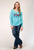 Roper Womens Old Soul Turquoise Poly/Rayon L/S T-Shirt