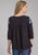 Roper Womens Turquoise Flowers Black 100% Cotton 3/4 Sleeve S/S Blouse