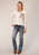 Roper Womens Floral Waffle Knit White Cotton Blend L/S T-Shirt