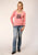 Roper Womens Stock Show Pink Poly/Rayon 3/4 Sleeve L/S T-Shirt