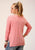 Roper Womens Stock Show Pink Poly/Rayon 3/4 Sleeve L/S T-Shirt