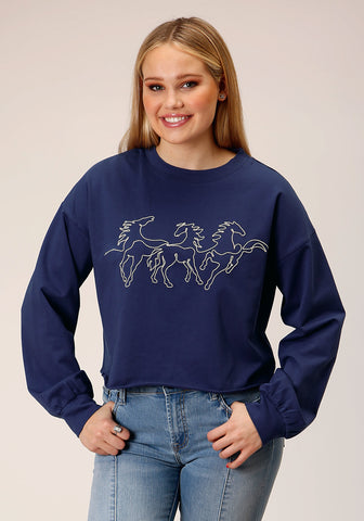 Roper Womens Broncos Blue 100% Cotton Sweatshirt