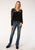 Roper Womens Black 100% Cotton Floral Mesh L/S Tunic