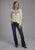 Roper Womens Embroidered Floral Cream 100% Cotton L/S T-Shirt