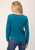 Roper Womens Geometric Yoke Teal 100% Cotton L/S T-Shirt