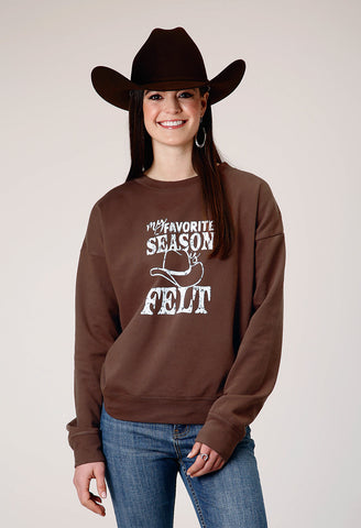 Roper Womens My Favorite Season Brown 100% Cotton Sweatshirt