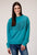 Roper Womens Fringe Turquoise 100% Cotton Sweatshirt