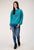 Roper Womens Fringe Turquoise 100% Cotton Sweatshirt