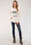 Roper Womens Oatmeal Poly/Rayon Longhorn L/S T-Shirt